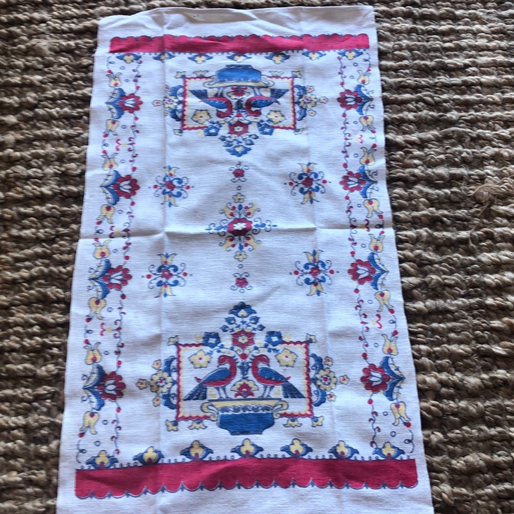 Vintage peacock dish towel